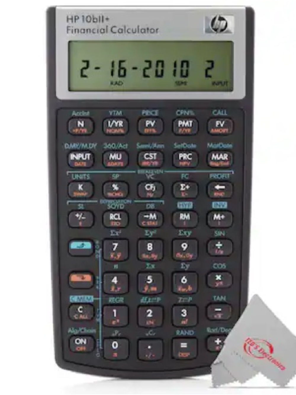 HP 10bII+ Financial Calculator — Black with Gray and White Accents